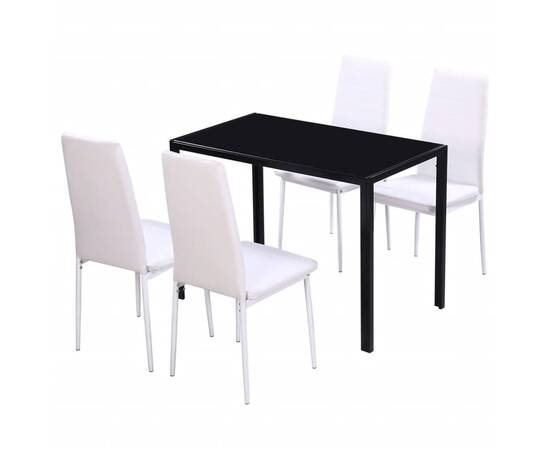 Set masă și scaune de bucătărie, cinci piese, negru, 2 image
