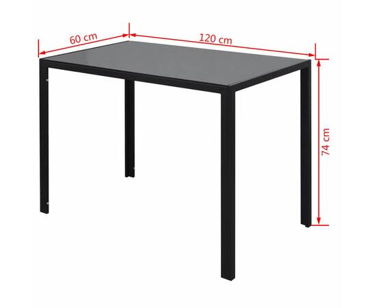 Set masă și scaune de bucătărie 7 piese, negru, 7 image