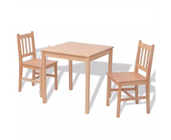 Set masă și scaune din lemn de pin, 3 piese, 2 image