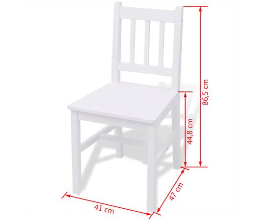 Set masă și scaune din lemn de pin, 7 piese, alb, 7 image