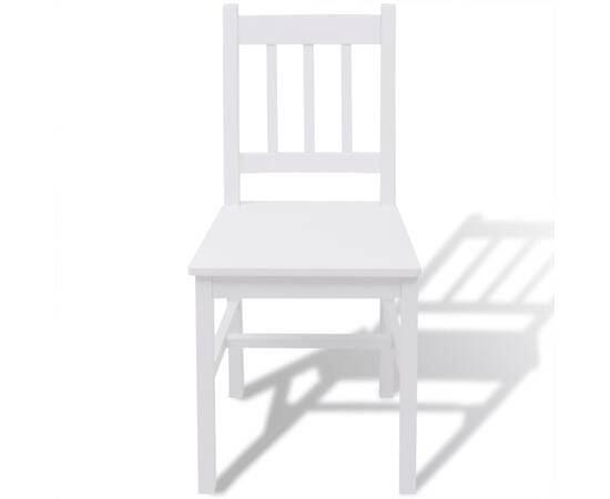 Set masă și scaune din lemn de pin, 7 piese, alb, 4 image