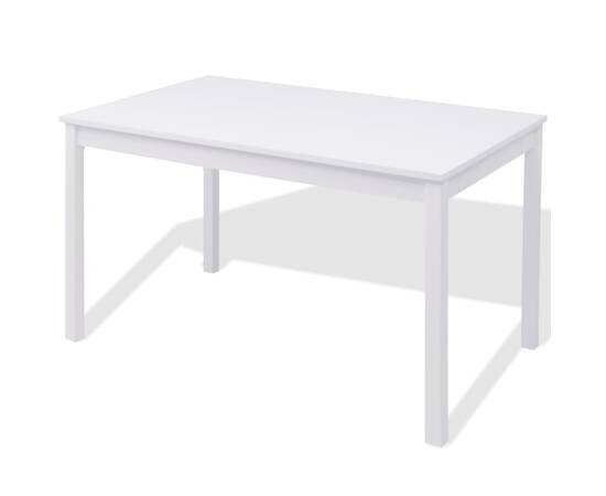 Set masă și scaune din lemn de pin, 7 piese, alb, 3 image