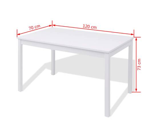Set masă și scaune din lemn de pin, 7 piese, alb, 8 image