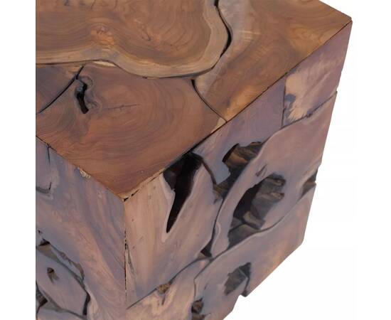 Taburet, lemn de tec masiv, 9 image