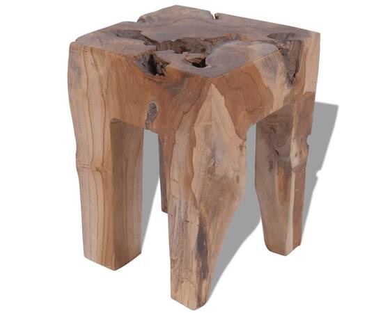 Taburet, lemn de tec masiv, 2 image