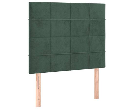 Pat box spring cu saltea, verde închis, 100x200 cm, catifea, 6 image