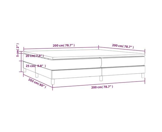 Pat box spring cu saltea, gri deschis, 200x200 cm, catifea, 10 image