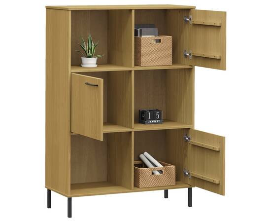 Bibliotecă cu picioare metalice oslo, maro, 90x35x128,5 cm lemn, 3 image