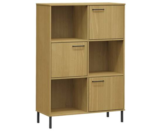 Bibliotecă cu picioare metalice oslo, maro, 90x35x128,5 cm lemn, 2 image