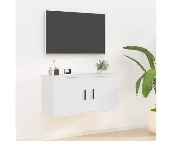 Dulap tv cu montaj pe perete, alb, 80x34,5x40 cm