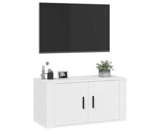 Dulap tv cu montaj pe perete, alb, 80x34,5x40 cm, 4 image