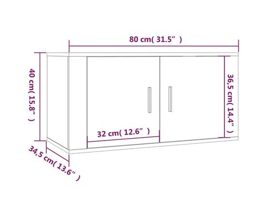 Dulap tv montat pe perete, alb extralucios, 80x34,5x40 cm, 11 image