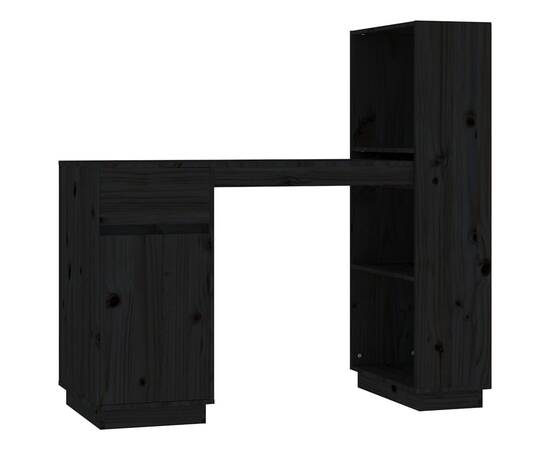 Birou, negru, 110x53x117 cm, lemn masiv de pin, 2 image