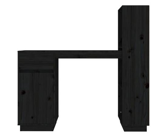 Birou, negru, 110x53x117 cm, lemn masiv de pin, 6 image