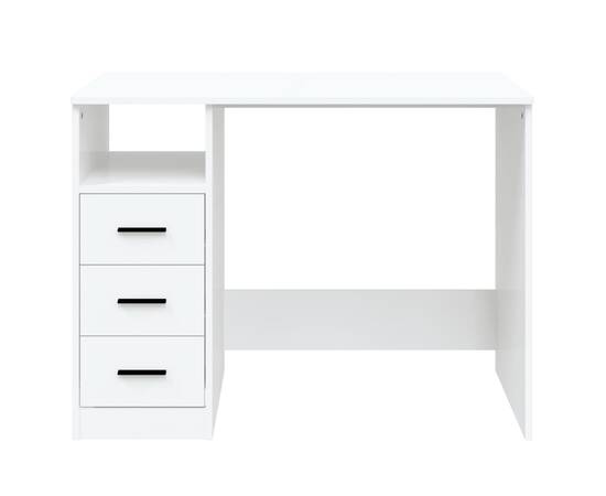 Birou cu sertare, alb, 102x50x76 cm, lemn prelucrat, 4 image