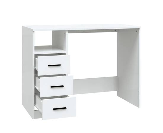 Birou cu sertare, alb, 102x50x76 cm, lemn prelucrat, 5 image