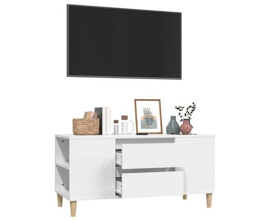 Comodă tv, alb, 102x44,5x50 cm, lemn prelucrat, 5 image