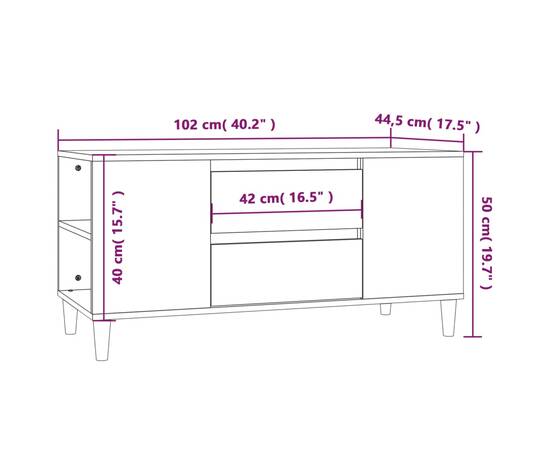 Comodă tv, alb extralucios, 102x44,5x50 cm, lemn prelucrat, 10 image