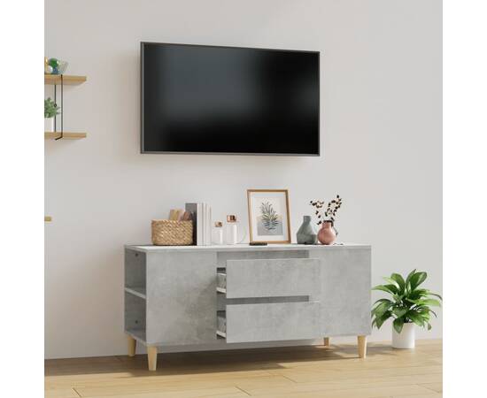 Comodă tv, gri beton, 102x44,5x50 cm, lemn prelucrat