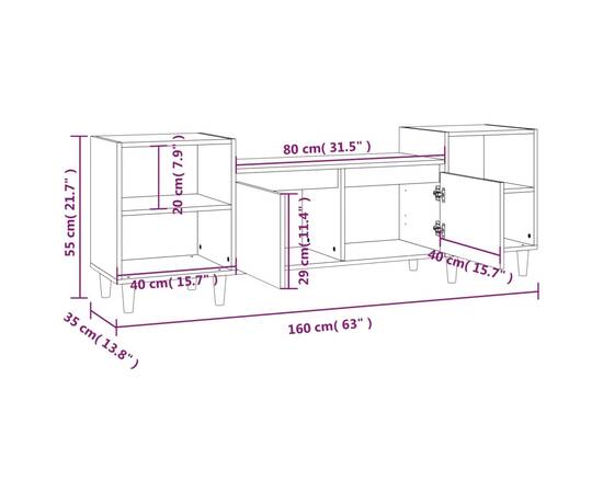 Comodă tv, stejar fumuriu, 160x35x55 cm, lemn prelucrat, 10 image