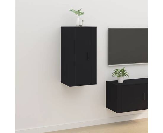 Dulap tv montat pe perete, negru, 40x34,5x80 cm