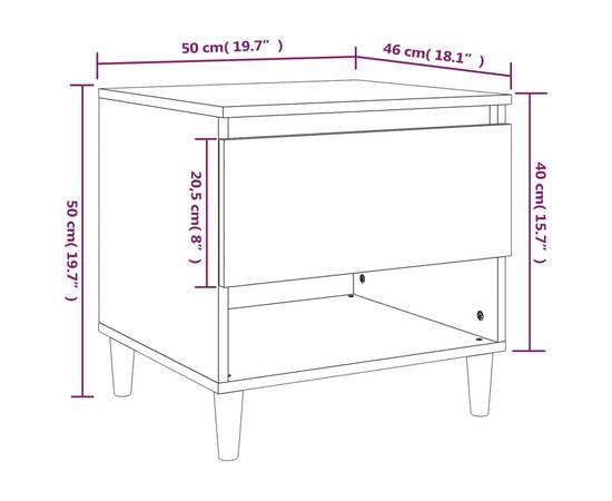 Noptieră, gri sonoma, 50x46x50 cm, lemn prelucrat, 9 image