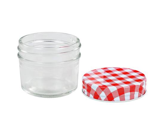 Borcane sticlă pentru gem cu capace alb și roșu 24 buc. 110 ml, 4 image
