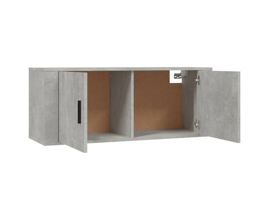 Dulap tv montat pe perete, gri beton, 100x34,5x40 cm, 8 image