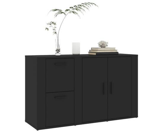 Servantă, negru, 100x33x59,5 cm, lemn compozit, 4 image