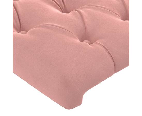Tăblie de pat cu led, roz, 80x7x118/128 cm, catifea, 5 image