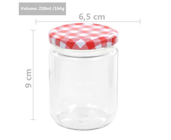 Borcane de sticlă pentru gem capace alb & roșu 96 buc. 230 ml, 7 image