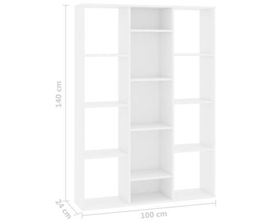 Separator cameră/bibliotecă, alb, 100x24x140 cm, pal, 7 image