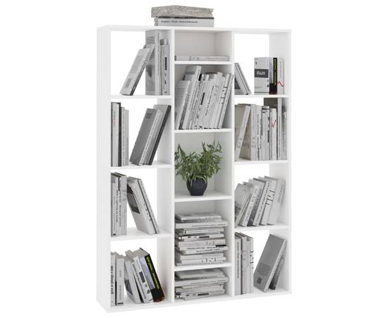 Separator cameră/bibliotecă, alb, 100x24x140 cm, pal, 4 image