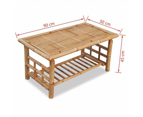 Măsuță de cafea din bambus, 90 x 50 x 45 cm, 5 image