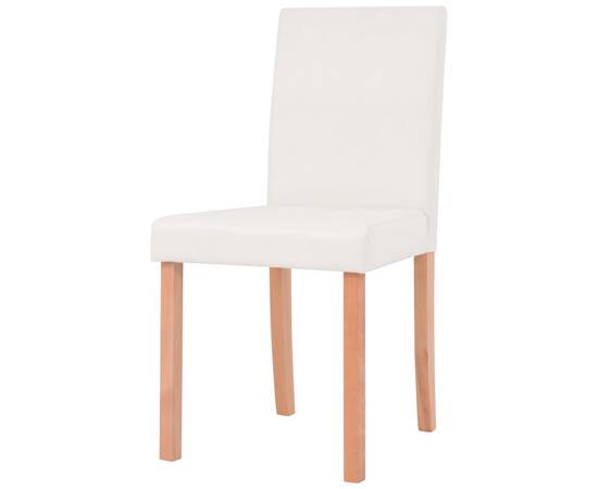 Masă și scaune 7 piese, piele artificială, stejar, crem, 6 image
