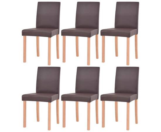 Masă și scaune 7 piese, piele artificială, stejar, maro, 5 image