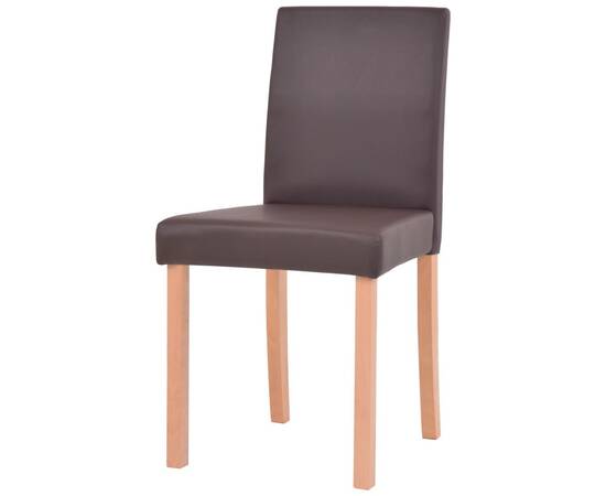 Masă și scaune 7 piese, piele artificială, stejar, maro, 6 image