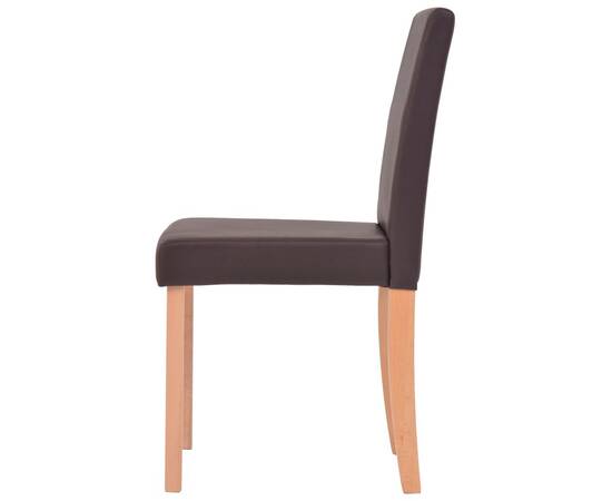Masă și scaune 7 piese, piele artificială, stejar, maro, 8 image