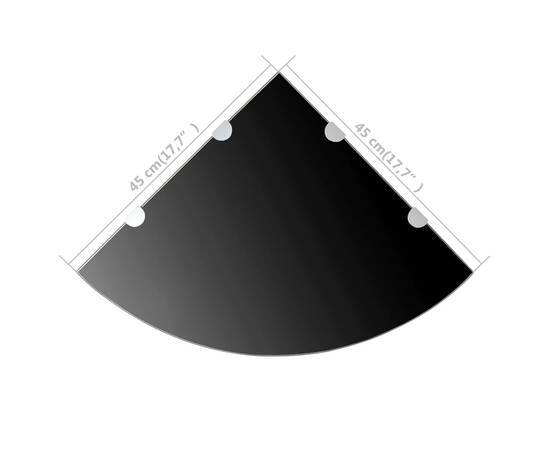 Raft de colț cu suporți de crom, sticlă, 45 x 45 cm, negru, 5 image
