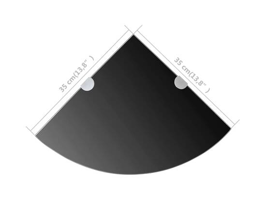 Raft de colț cu suporți de crom din sticlă negru 35 x 35 cm, 6 image
