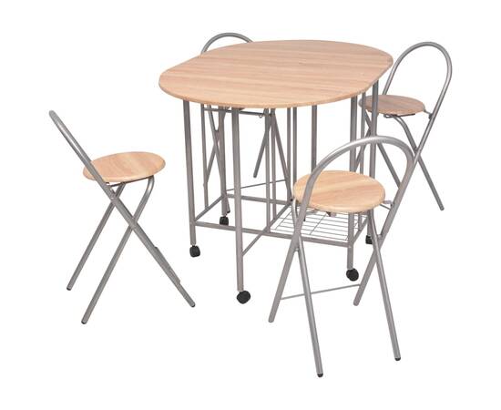 Set masă și scaune de bucătărie pliabile din mdf, 5 piese