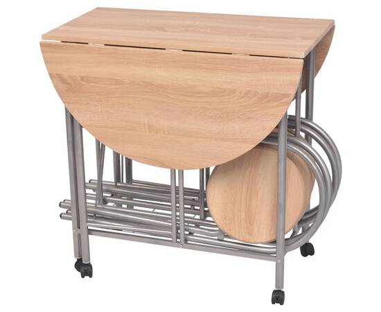 Set masă și scaune de bucătărie pliabile din mdf, 5 piese, 4 image