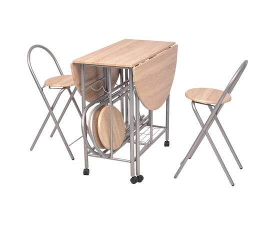 Set masă și scaune de bucătărie pliabile din mdf, 5 piese, 3 image