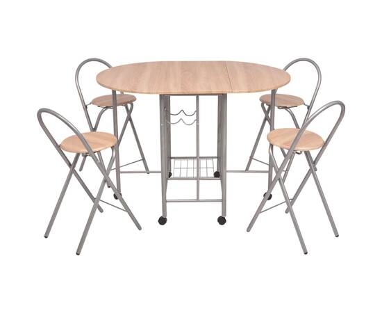 Set masă și scaune de bucătărie pliabile din mdf, 5 piese, 2 image