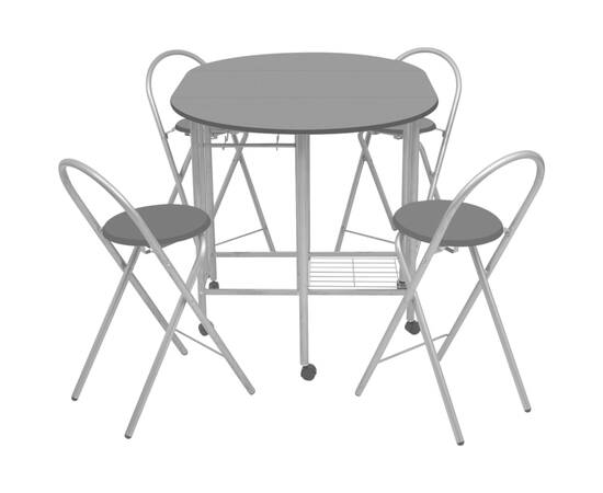 Set masă și scaune de bucătărie pliante mdf, negru, 5 piese, 3 image