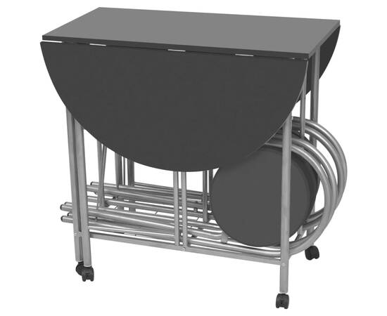 Set masă și scaune de bucătărie pliante mdf, negru, 5 piese, 5 image