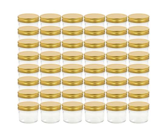 Borcane din sticlă pentru gem, capace aurii, 48 buc, 110 ml, 2 image