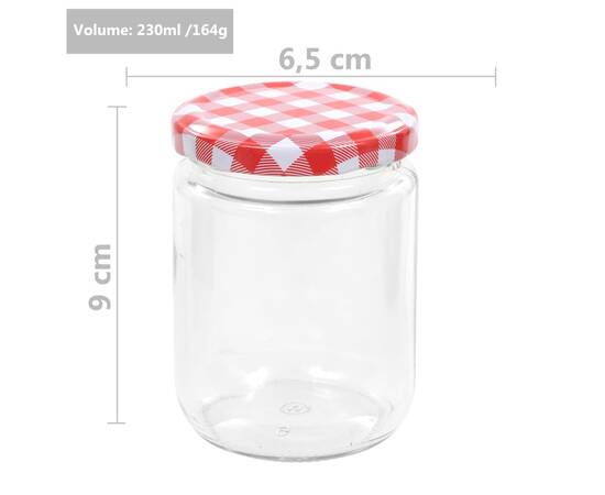 Borcane de sticlă pentru gem capac alb și roșu, 48 buc, 230 ml, 7 image