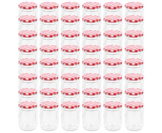 Borcane de sticlă pentru gem capac alb și roșu, 48 buc, 230 ml, 2 image