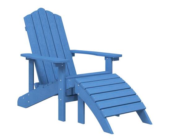 Scaun grădină adirondack cu masă, taburet, albastru marin, hdpe, 3 image